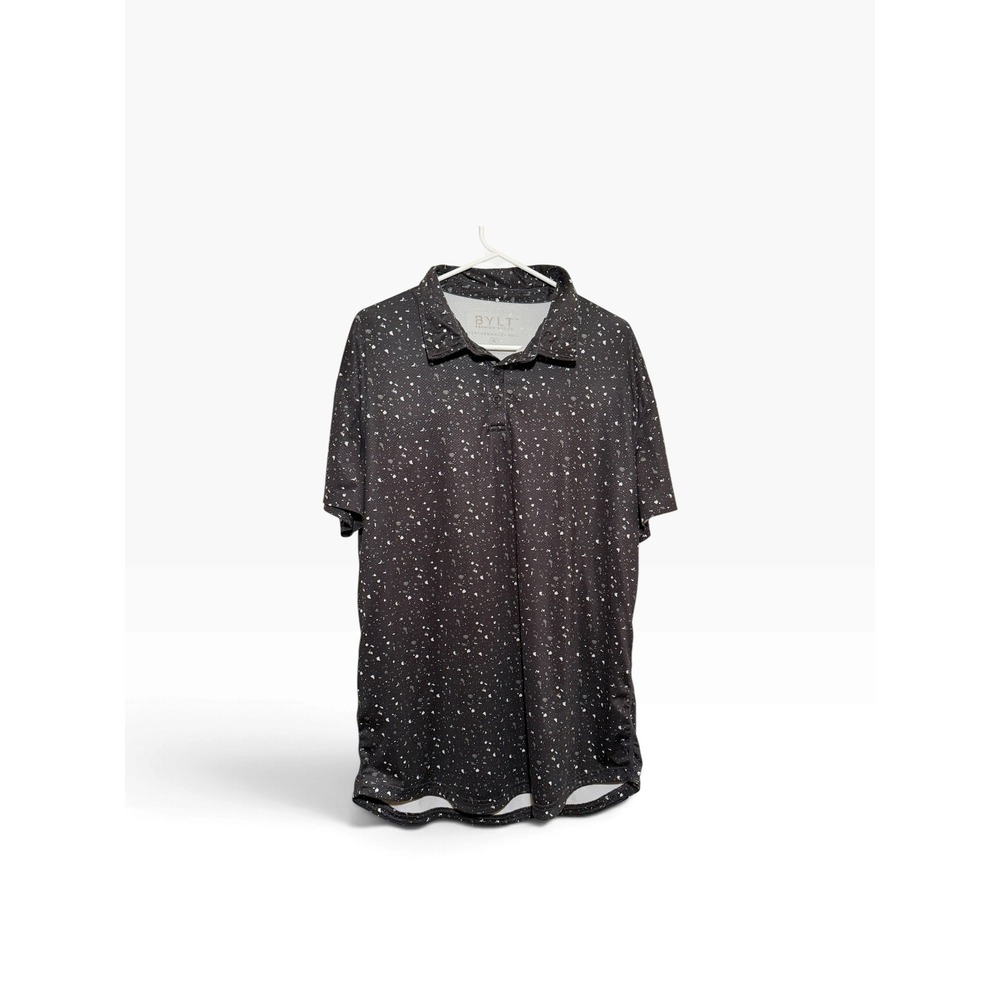 BYLT Premium Basics Performance Polo Shirt Mens XL Black White Speckled Golf